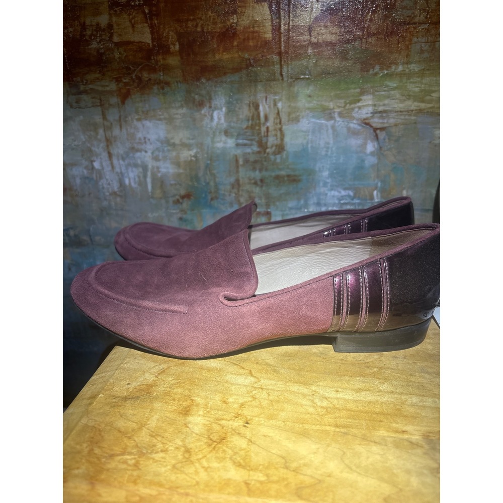 Karl Lagerfeld Paris Womens Plum Suede Patent Leather Smoking Loafers Size 9 M - Picture 3 of 8